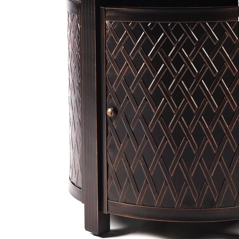 Round 34 in. x 34 in. Aluminum Propane Fire Pit Table with Glass Beads, Two Covers, Lid, 37,000 BTUs - N/A