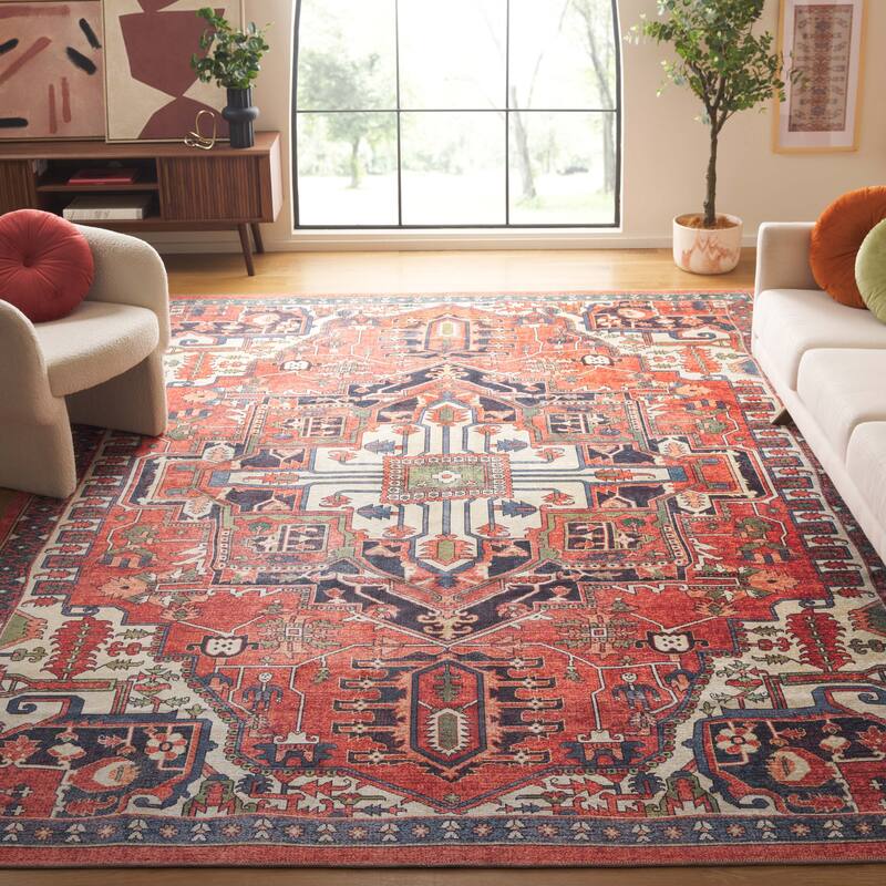 SAFAVIEH Serapi Liller Traditional Machine Washable Cotton Rug