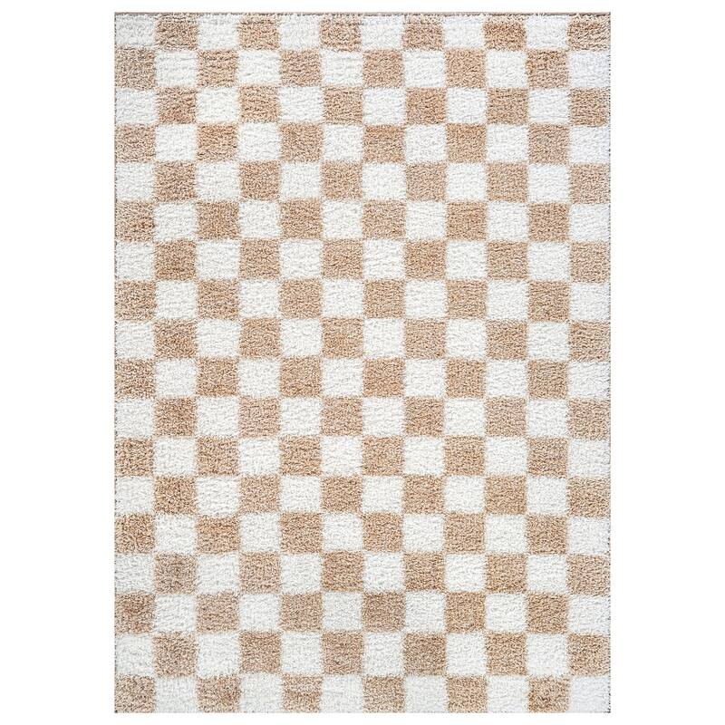 Block Shag Rug - Great for Living Room, Bedroom, or Entryway - Medium Pile, Easy to Clean - Anthracite Dark Gray
