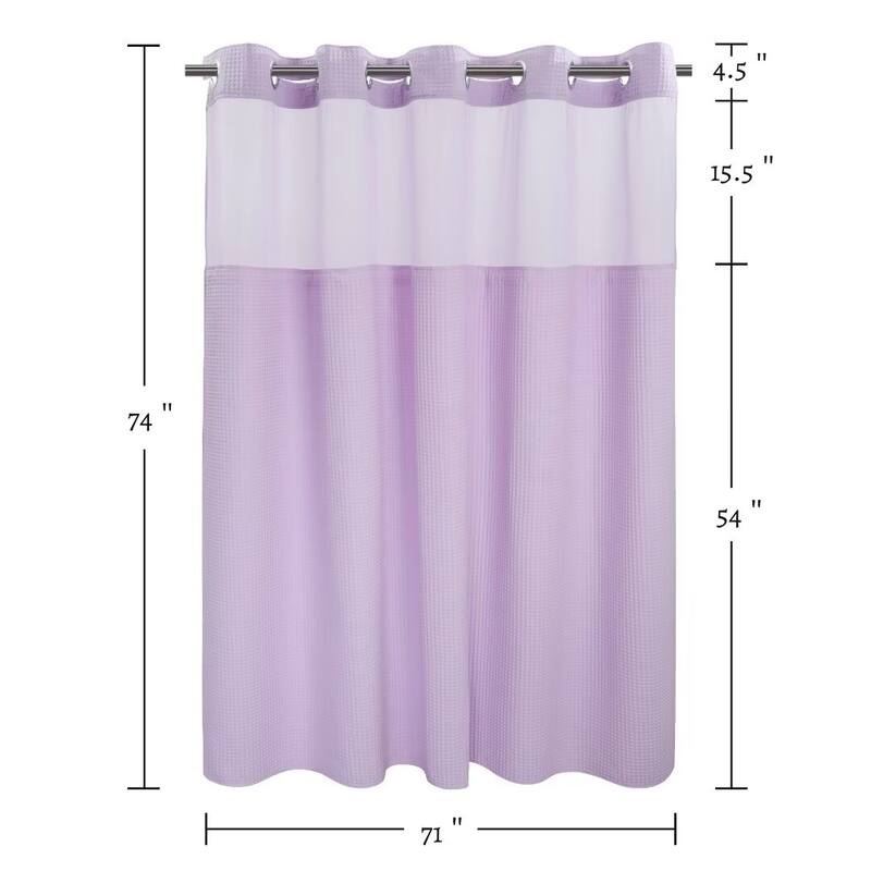 Cotton Blend Honeycomb Waffle Weave Shower Curtain with Snap-in Liner