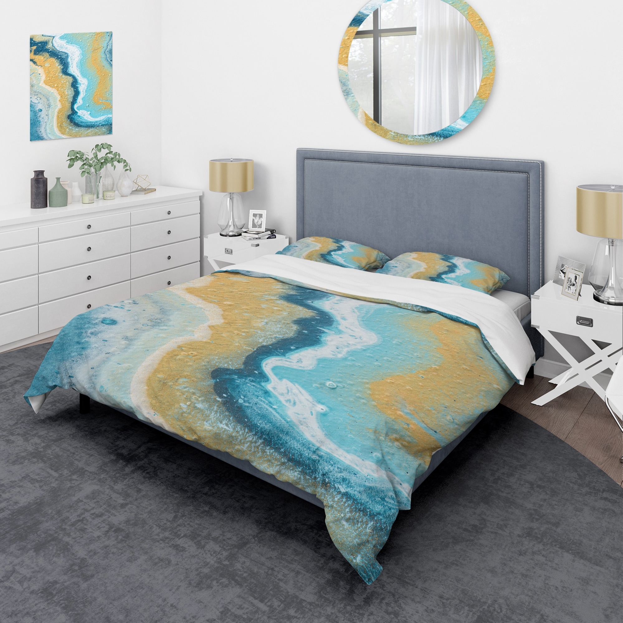 Designart 'Abstract Marble Composition In Yellow and Blue III' Modern Duvet  Cover Comforter Set - Bed Bath \u0026 Beyond - 34129116, image size:2000x2000