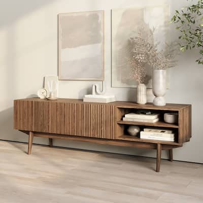 Living Skog Kelly TV Stand Console Fits TV's up to 65 in. with Wood Legs in Mid Century Modern Scandinavian Design