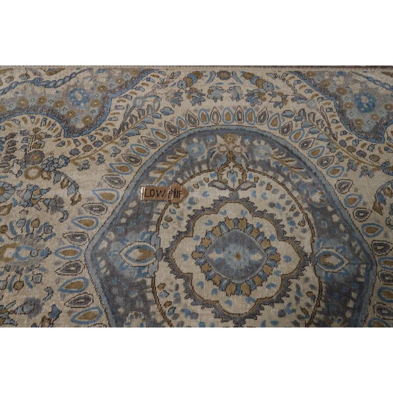 Tabriz Persian Area Rug Hand-Knotted Floral Beige Wool Carpet - 8'2"x 11'0"
