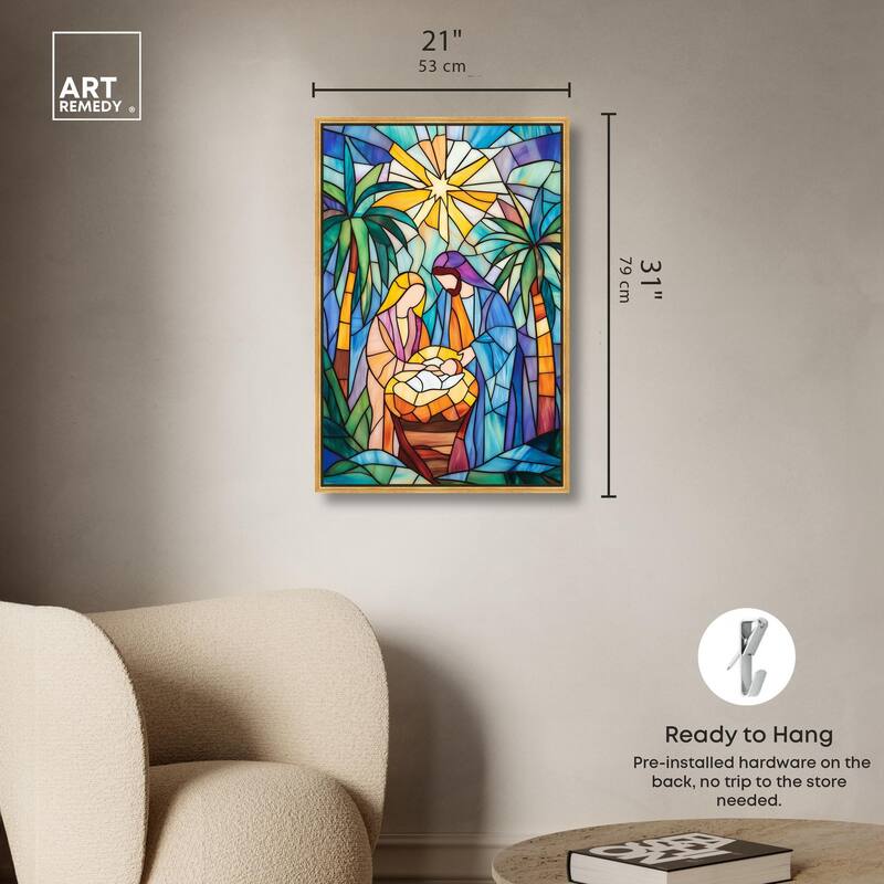 Holy Family Framed in Glass Canvas by Art Remedy