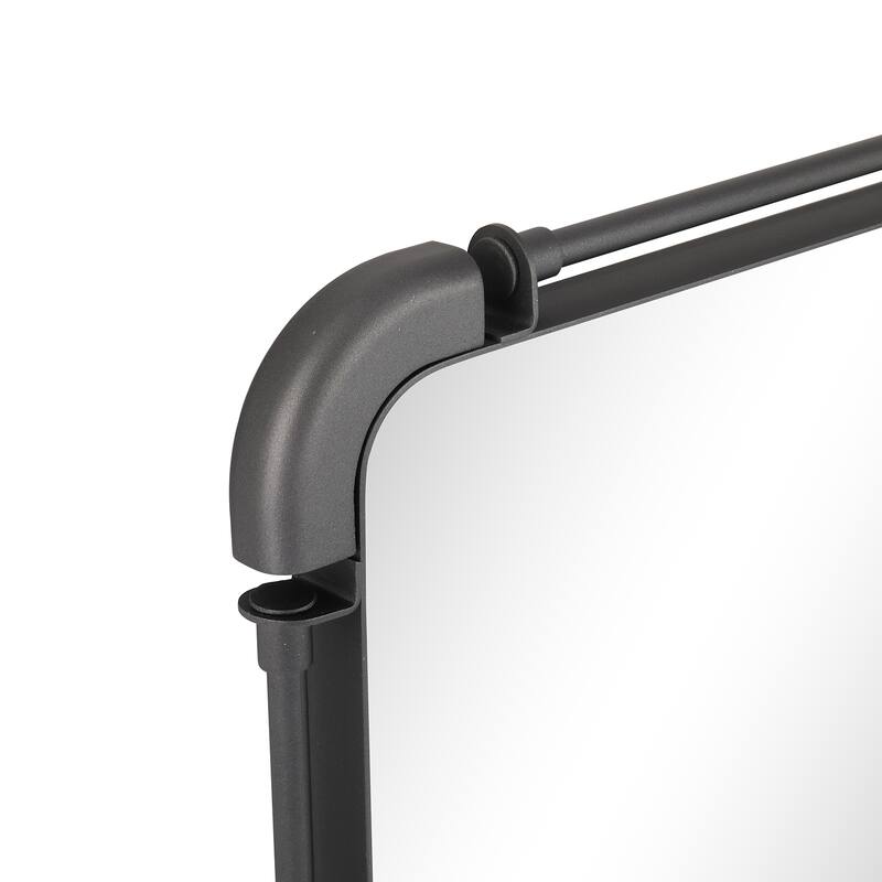 MacLuu Rectangular Industrial Black Metal Pipe Hanging Wall Mirror - 30.12" W x 22.4" H x 0.98" D