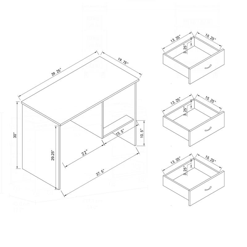 Versatile Student Desk with Locking Drawers and Metal Handles