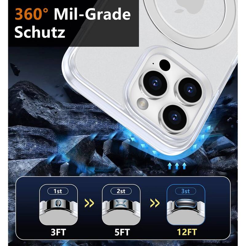 iPhone 15 Pro 360 Adjustable Stand with Camera Protection Compatible, Translucent Case Ring Magnetic Invisible Case Non-Slip