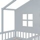 preview thumbnail 22 of 21, Modern Twin Size Wooden House Platform Bed with Trundle Bed, Triangular Roof Sleeper Daybed with 2 Drawers & Storage Shelf