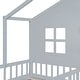 preview thumbnail 18 of 16, Wooden House Bed with Linen Upholstered Sofa, Storage Bed Frame with 2 Drawers, Shelves for Kids, Boys, Girls