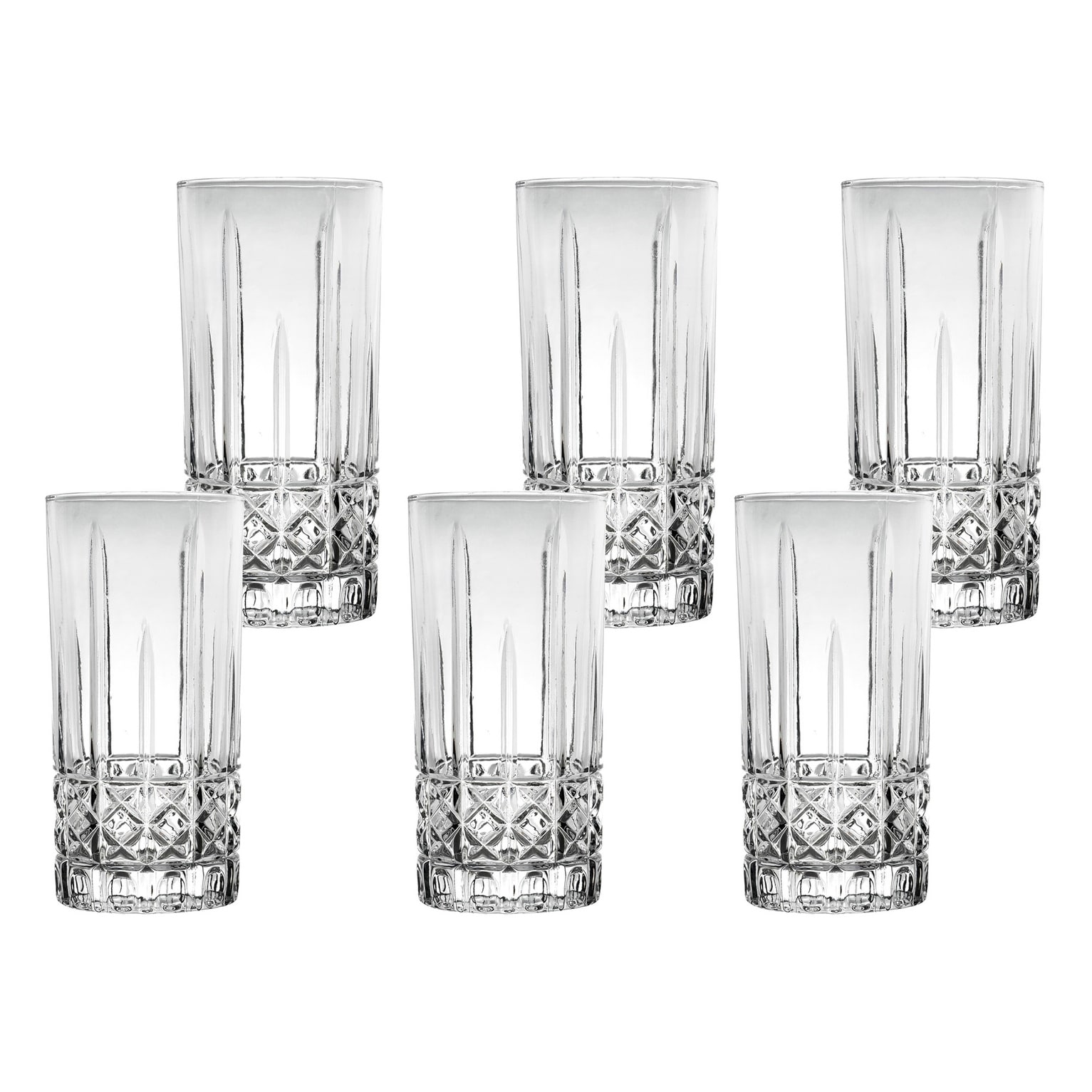 JoyJolt Faye Highball Glasses - Set of 12 Tall Crystal Cocktail Drinking  Glassware - 13 oz