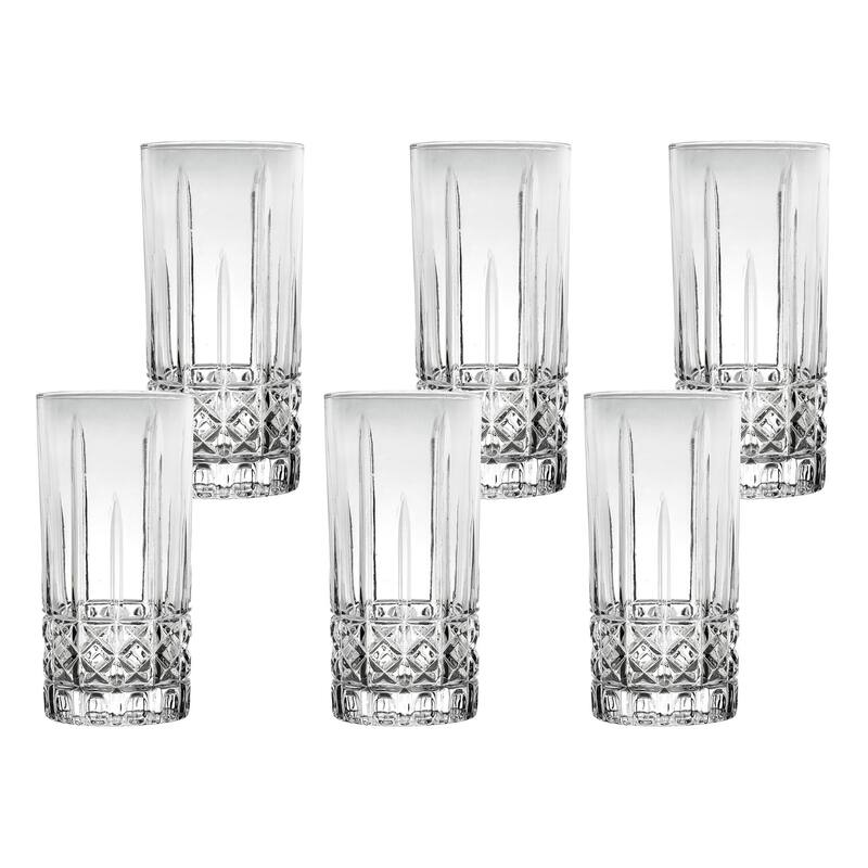 Lorren Home Trends 12 OZ. Drinking Glass-Textured Cut Glass, Set of 6