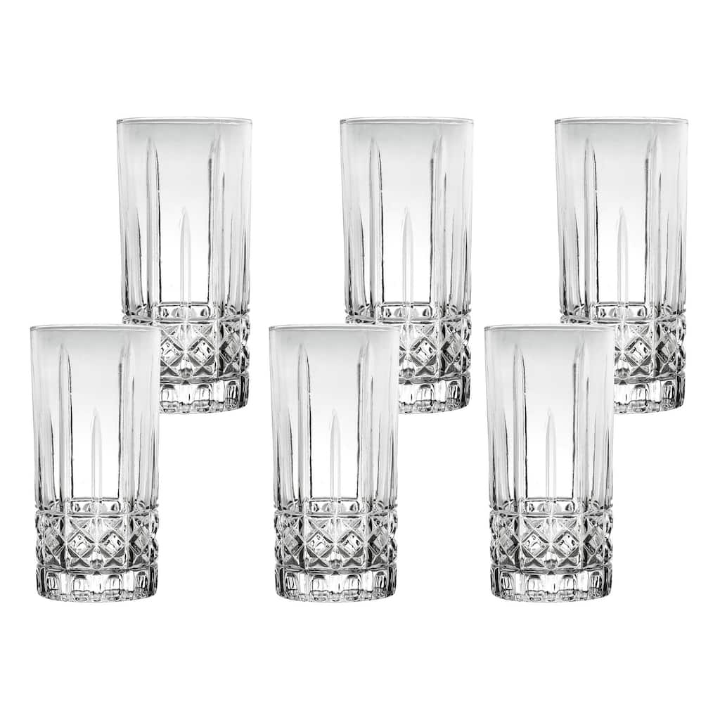 Lorren Home Trends 12 OZ. Drinking Glass-Textured Cut Glass, Set of 6
