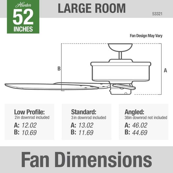 dimension image slide 0 of 2, Hunter 52" Newsome Ceiling Fan with Pull Chain - Traditional - Casual