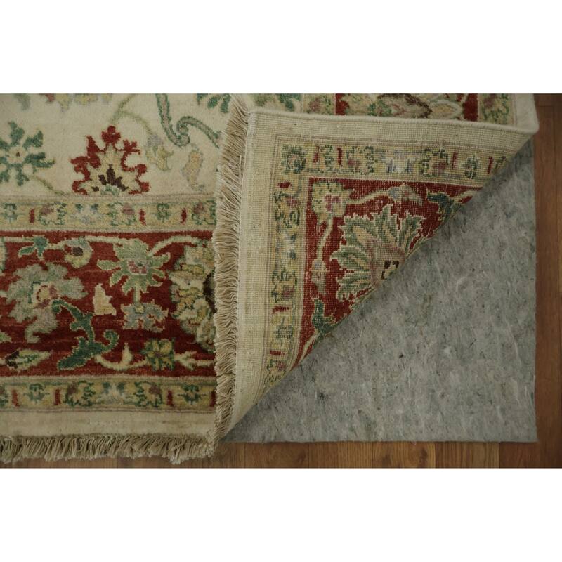 Hand Knotted Oriental 100% Wool Carpet Traditional All-Over Beige & Ivories Ziegler Area Rug - 9' 5'' X 6' 2''