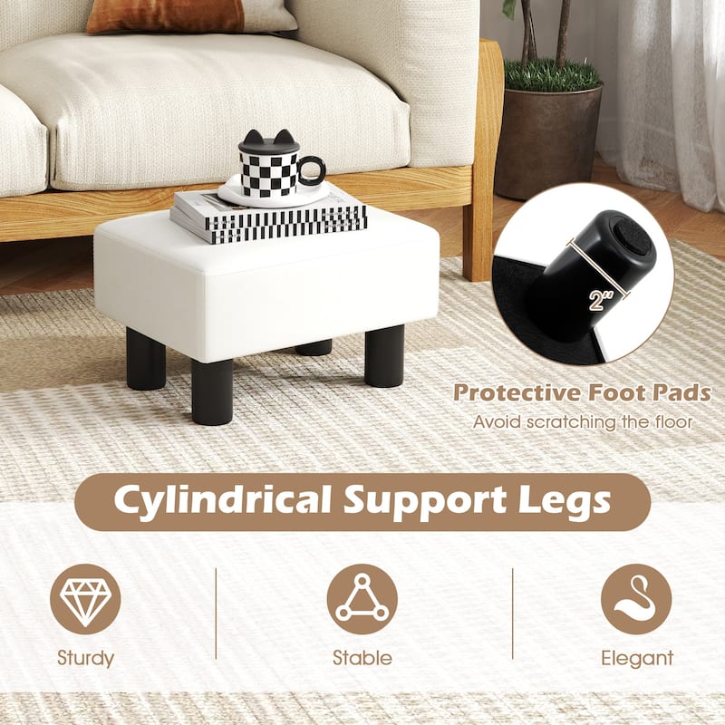 Gymax PU Leather Ottoman Rectangular Footrest Small Stool - See Details