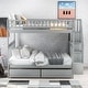 preview thumbnail 1 of 17, Full over Full Bunk Bed with Two Drawers and Storage Staircase,Cottage Style Gray