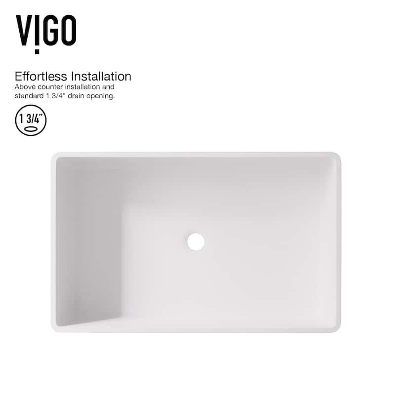 VIGO Magnolia 21"L x 14"W MatteStone Vessel Sink and Olus Wall Mount Faucet Set