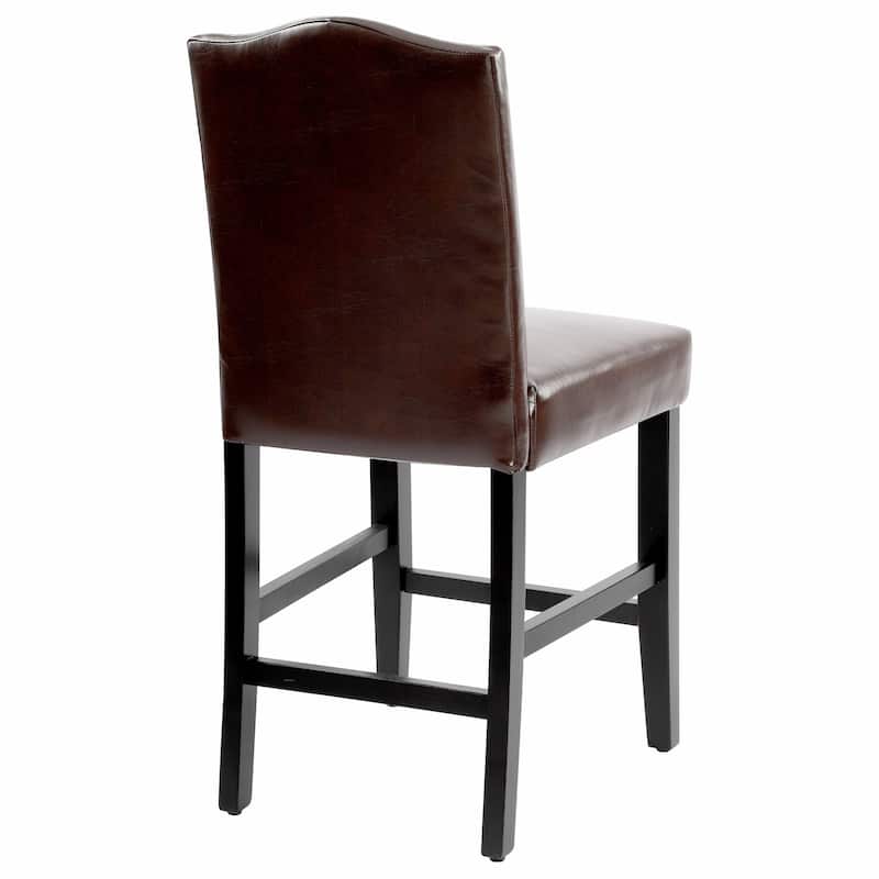 24 Inches Faux Leather Counter Height Bar Stools with Nailhead Trim