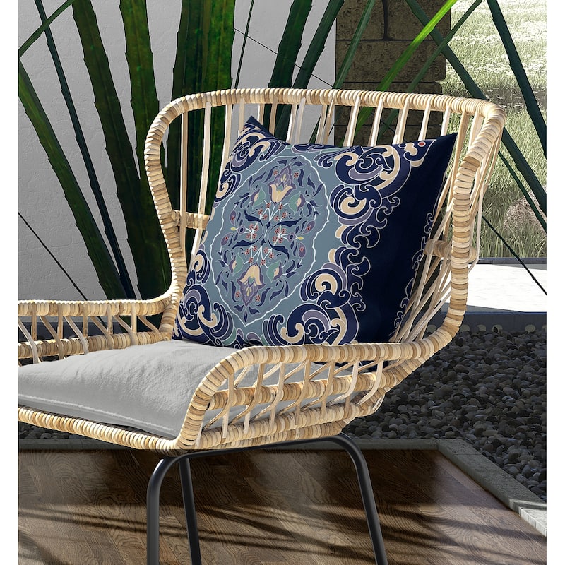 Soft Square Escape Indoor/Outdoor Reversible Throw Pillow Blue and Green
