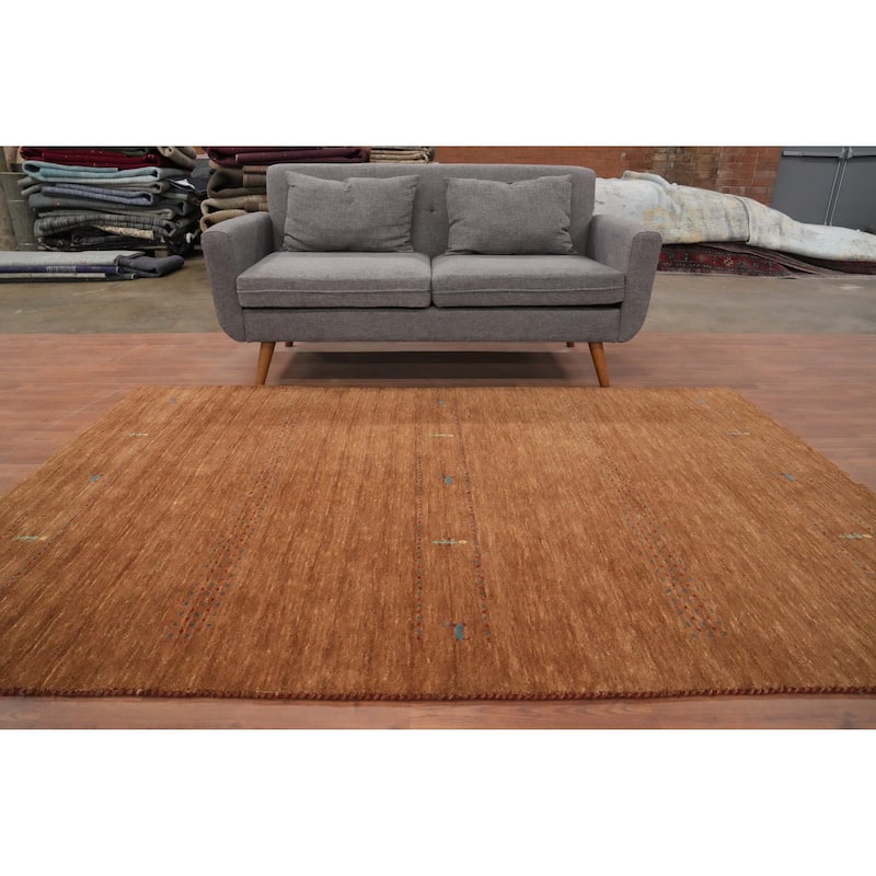 Hand Knotted Oriental 100% Wool Carpet Tribal Animal Pictorial Brown Gabbeh Area Rug - 7' 9'' X 5' 2''