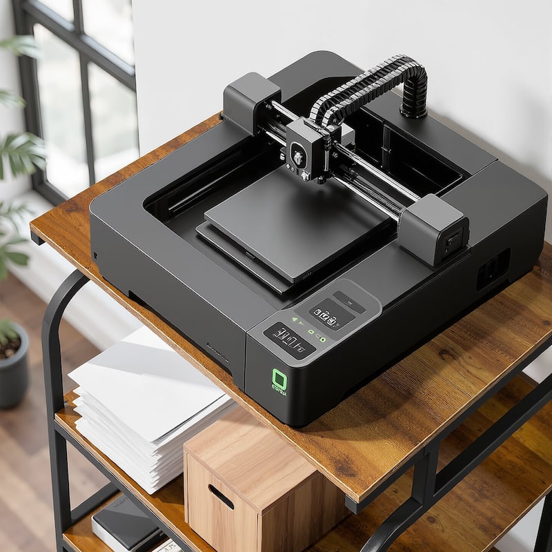 Javlergo 3-Tier Rolling Printer Stand with Locking Wheels Charging Station & AC/USB Outlets Mobile Office Storage Cart