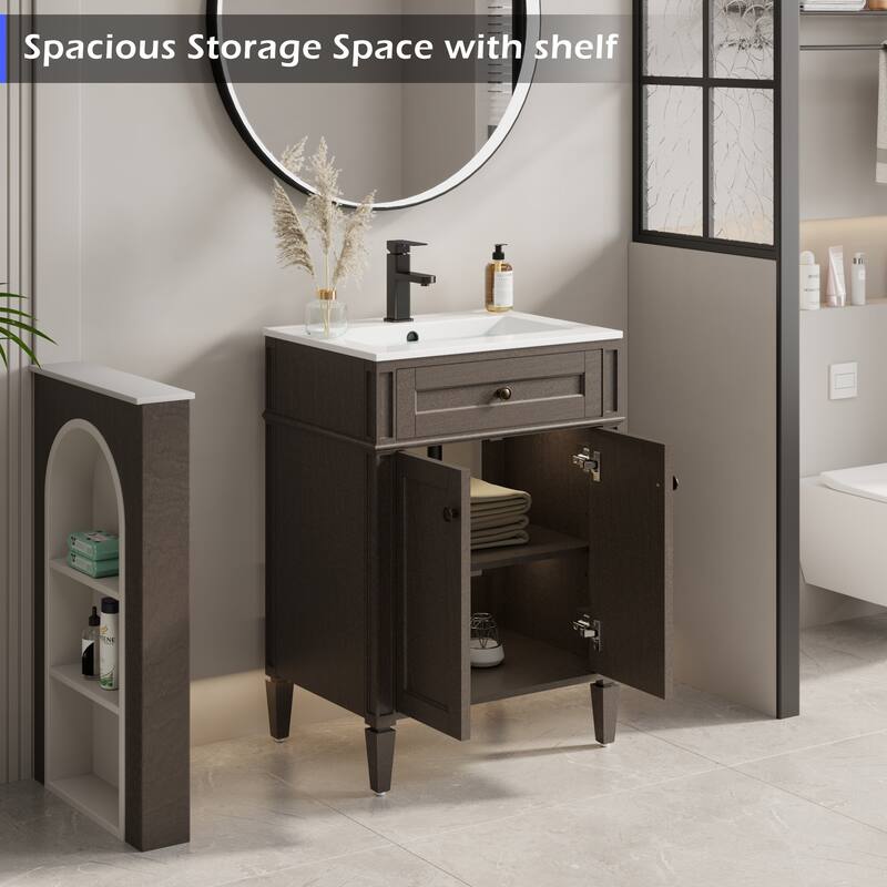 Retro Bathroom Vanity W/ Drop in Sink Combo Cabinet Set