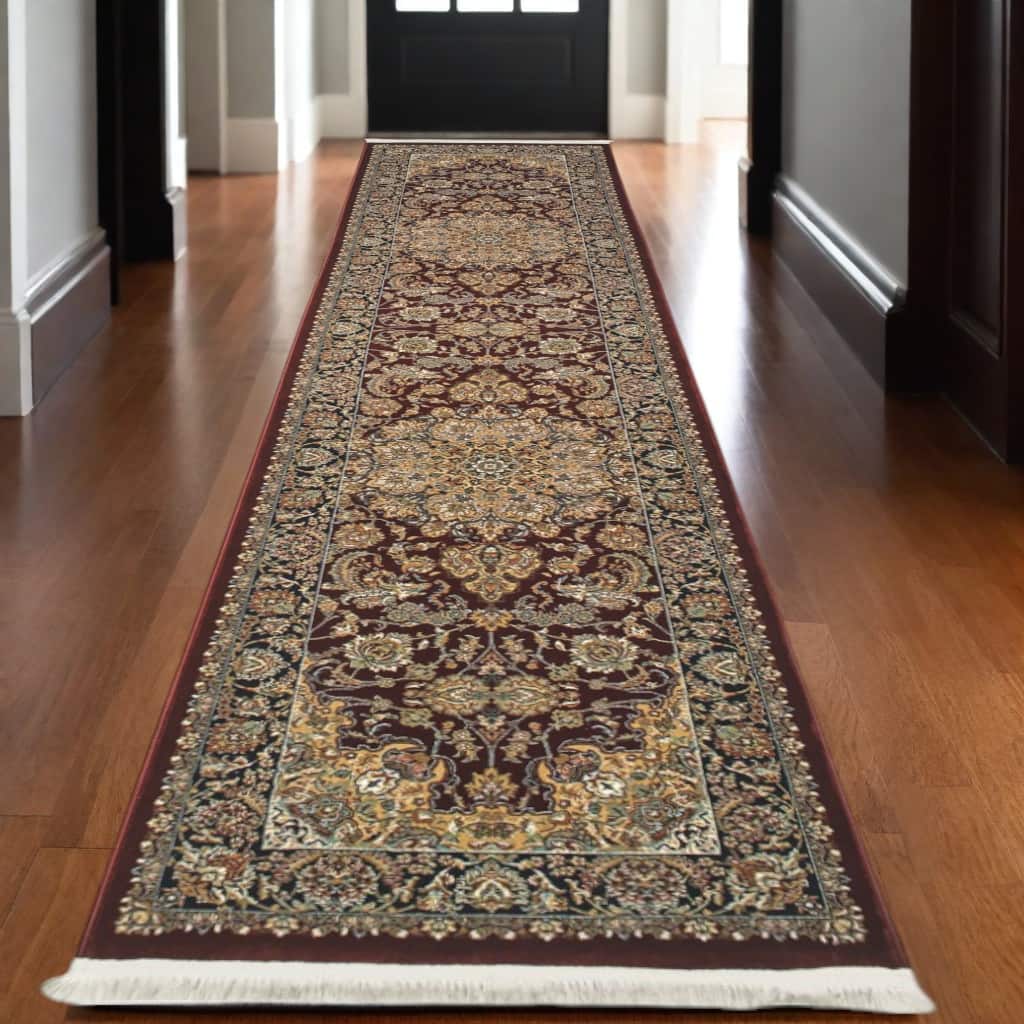 HomeRoots Medallion Traditional Runner Area Rug - 120.08 in. x 26.77 in. x 0.16 in.