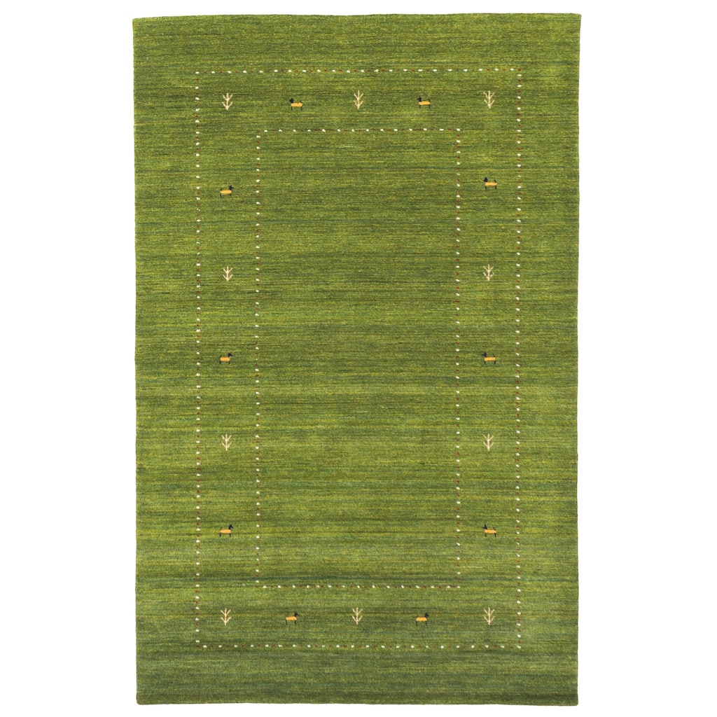 ECARPETGALLERY Hand Loomed Kashkuli Gabbeh Green Wool Rug - 5'1 x 7'11