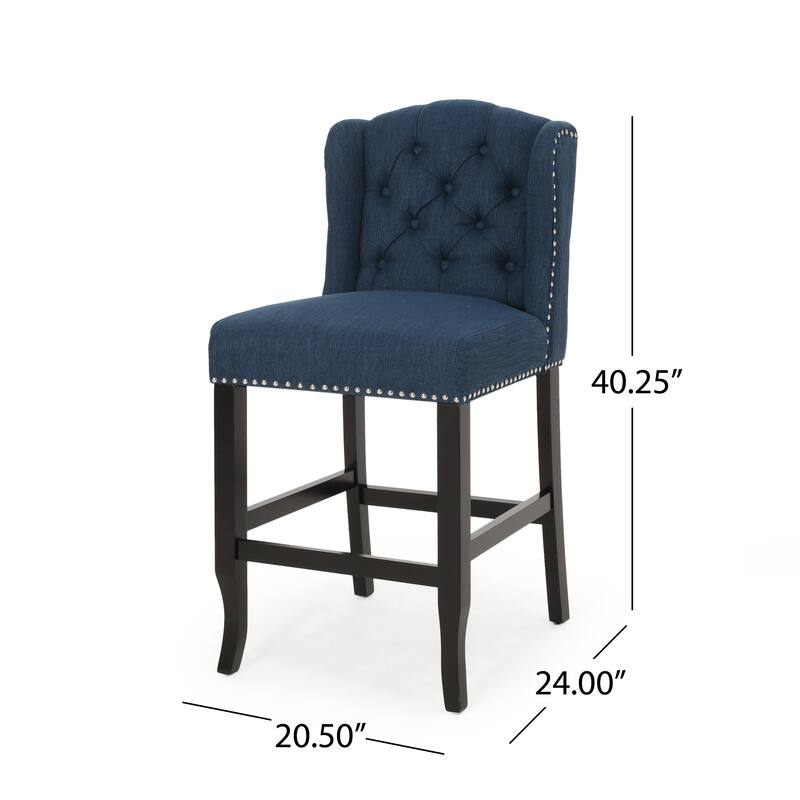 Tufted Wingback 27 Inch Counter Stools, Set Of 2