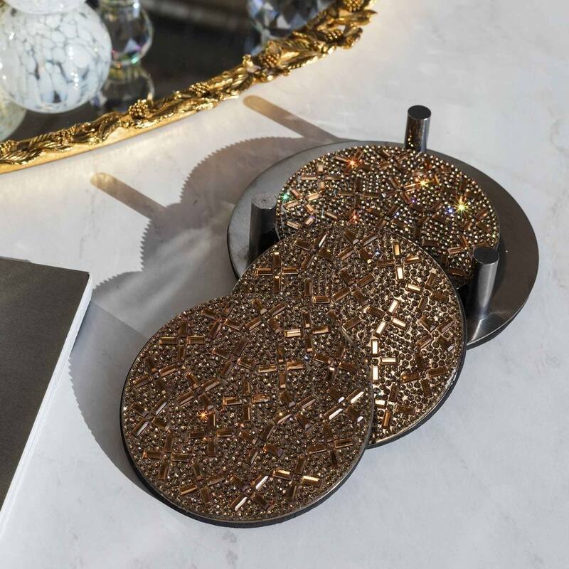 Sparkles Home Madison Avenue Rhinestone Coaster Set