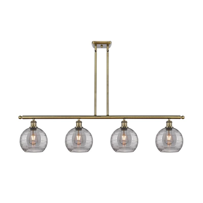 Innovations Lighting 516-4I 10 48 Athens Deco Swirl Chandelier Athens - Antique Brass / Light Smoke Deco Swirl