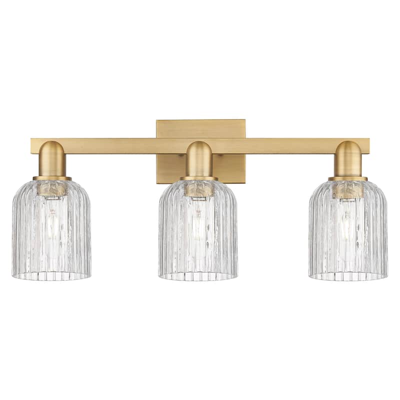 Innovations Lighting Downtown Urban - Bridal Veil - 3 Light 24" Bath Vanity Light - Brushed Brass, Clear