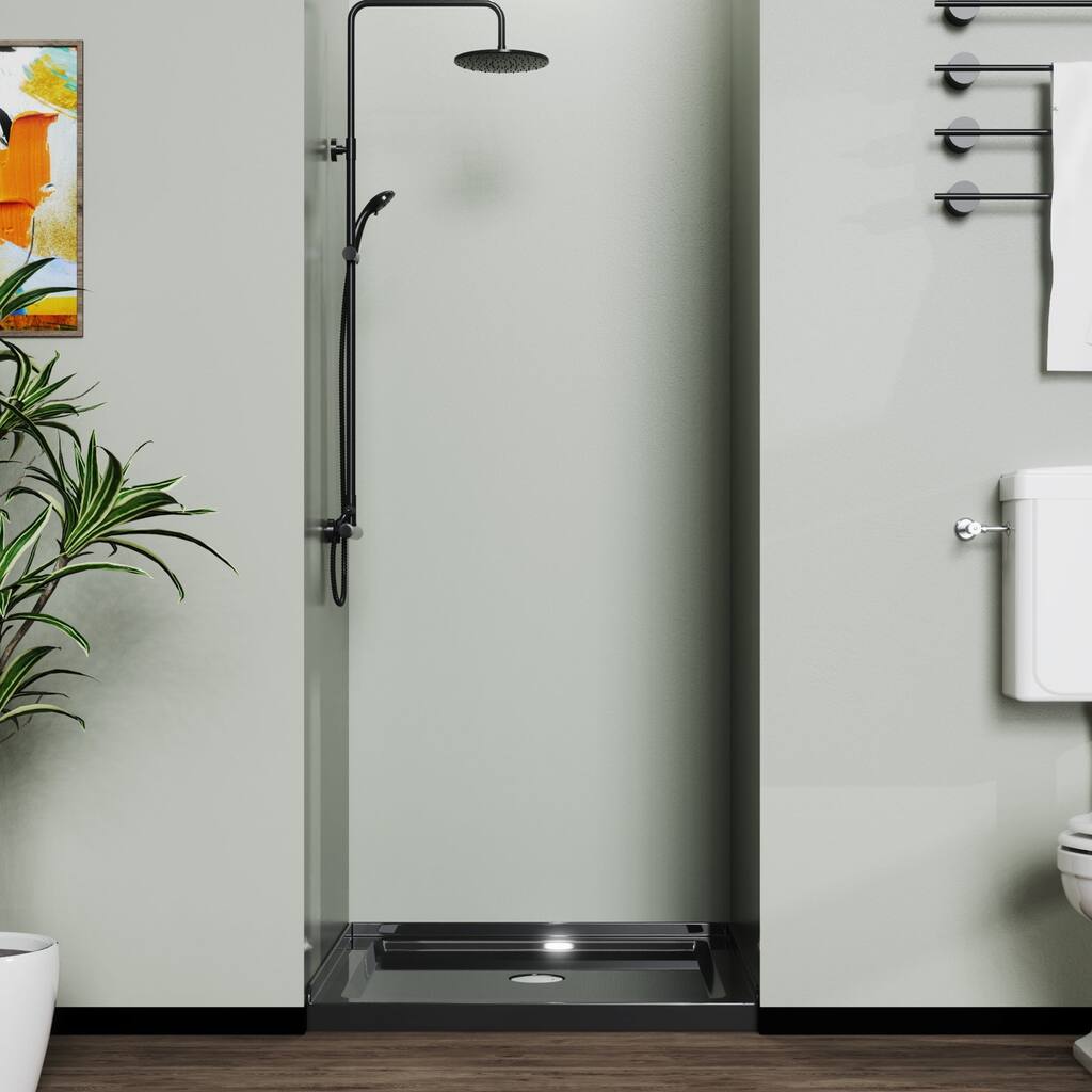 35 in. L x 35 in. W ABS Black Shower Base with Drain - 35" x 35" in.