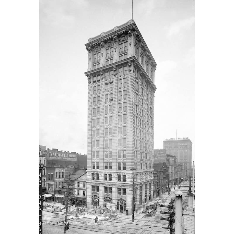 Lincoln Saving Bank Black and White Gallery Wrapped Canvas