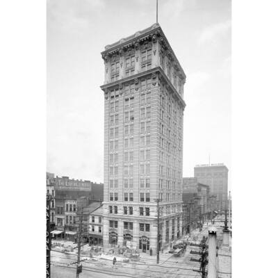 Lincoln Saving Bank Black and White Gallery Wrapped Canvas