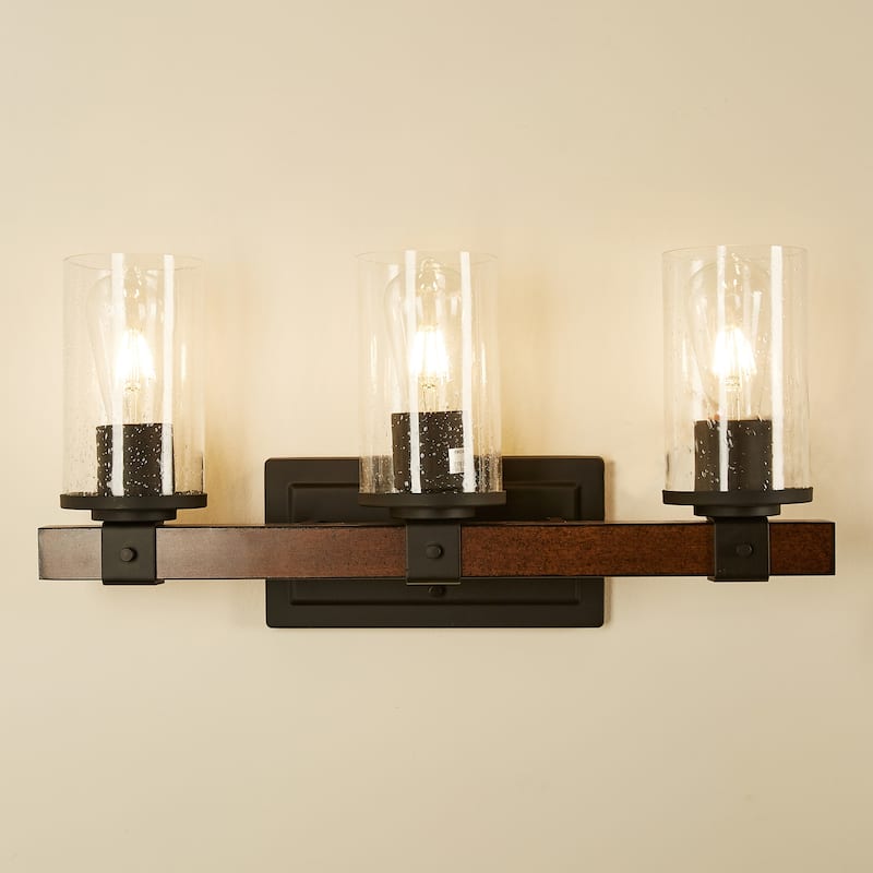 3-Light Black Rustic Vanity Light