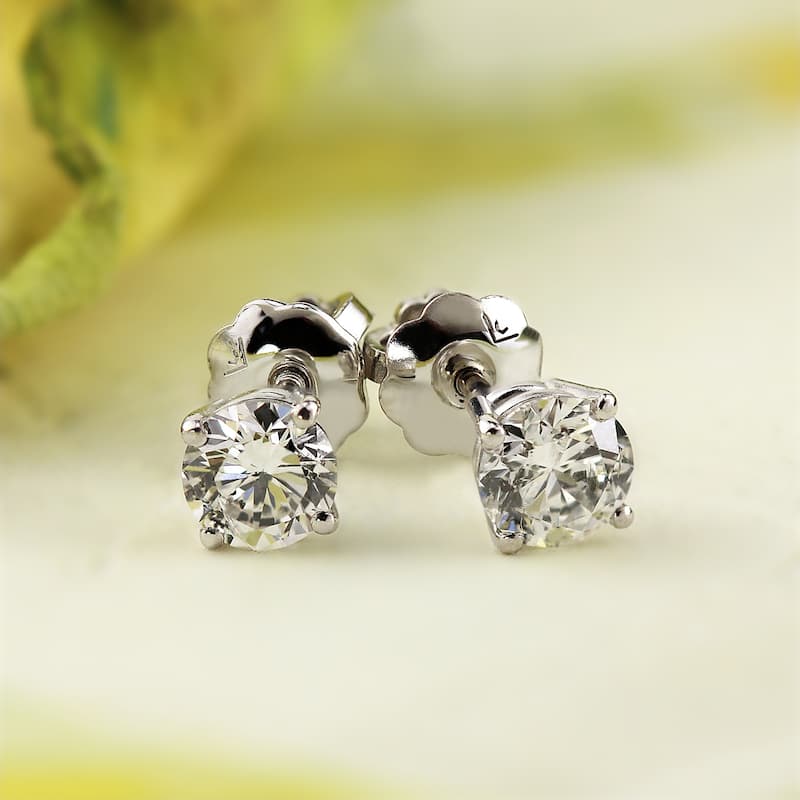 Auriya 1/4ct to 1ct TW Round Diamond Stud Earrings 14k White Gold