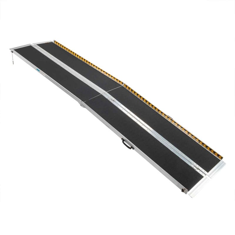 10ft Aluminum Multi-Folding Wheelchair Scooter Mobility Ramp Portable Non-Slip - N/A - Black