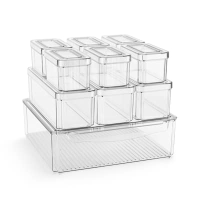 Sorbus Stackable Refrigerator Storage Bins with Lids and Handle Kitchen Pantry Storage Organizer - 10 Pack