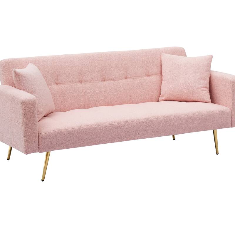 71.7" Teddy Velvet Sofa Bed with Two Deluxe Cushions
