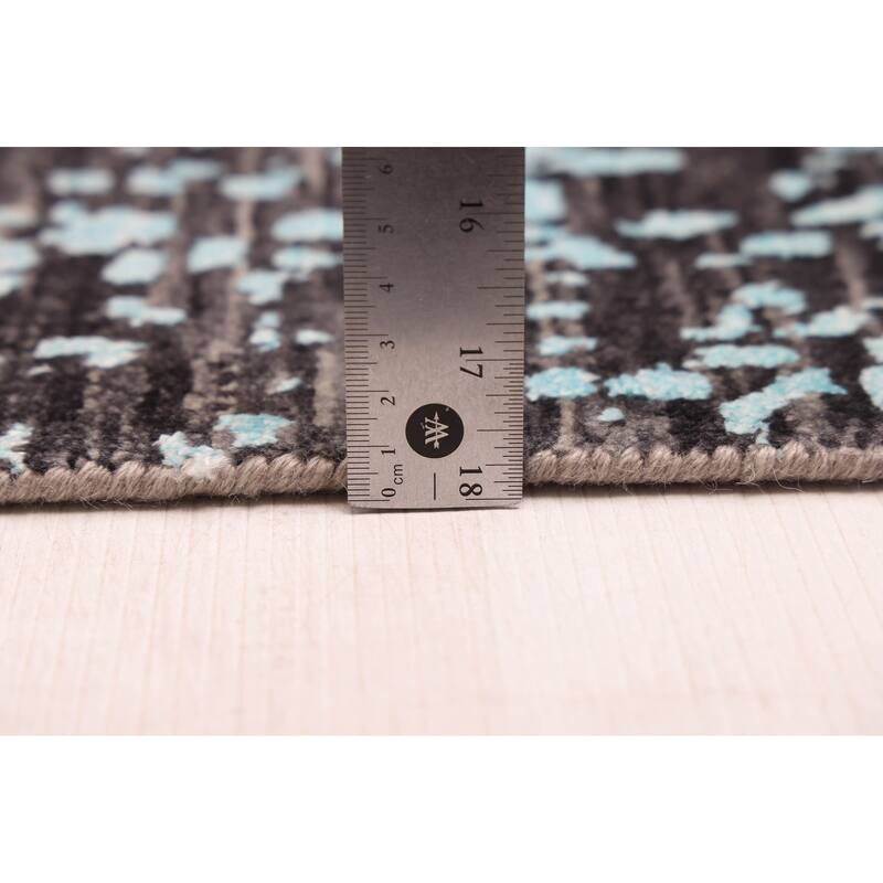 ECARPETGALLERY Hand-knotted Legacy Aqua, Black Silk, Wool Rug - 2'6 x 11'11
