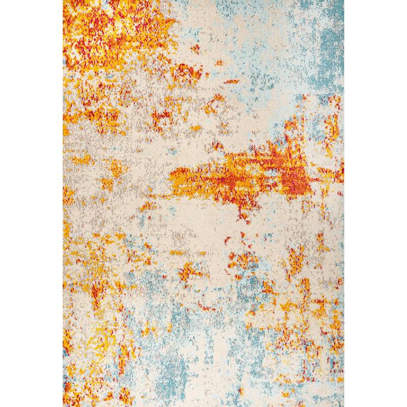 JONATHAN Y Petalo Modern Abstract Area Rug - 4 X 6 - Orange/Multi