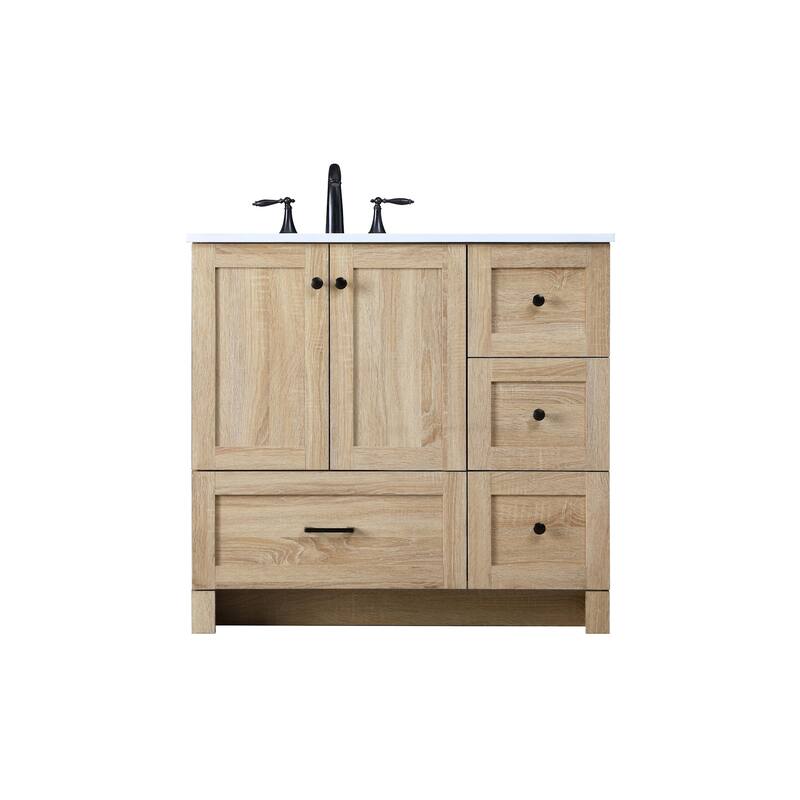 Elegant Lighting VF2836 Soma 36" Free Standing Single Basin Vanity Set - Mango Wood - Wood Finish