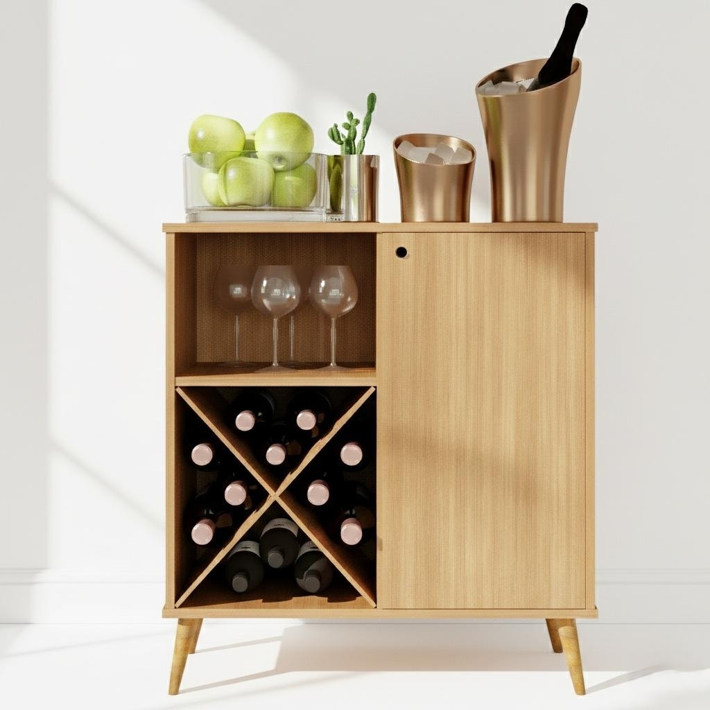 Bar Cabinet with Wine Rack and Open Shelf