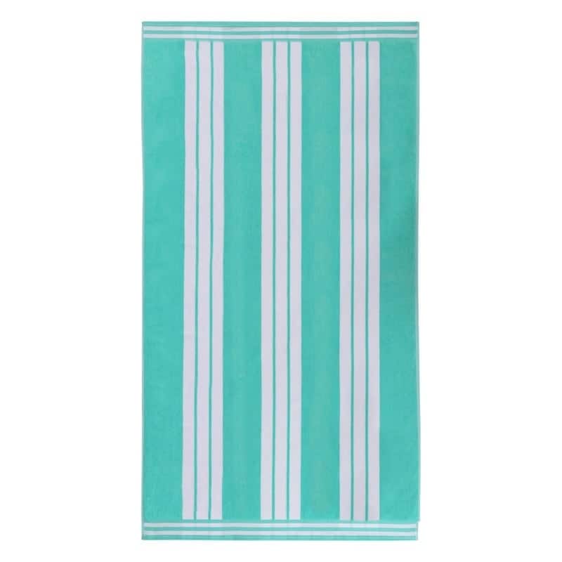 Superior Oversized Cotton Cabana Stripe Beach Towel, Soft Velour Pool Towel, Highly Absorbent Quick Dry Terry