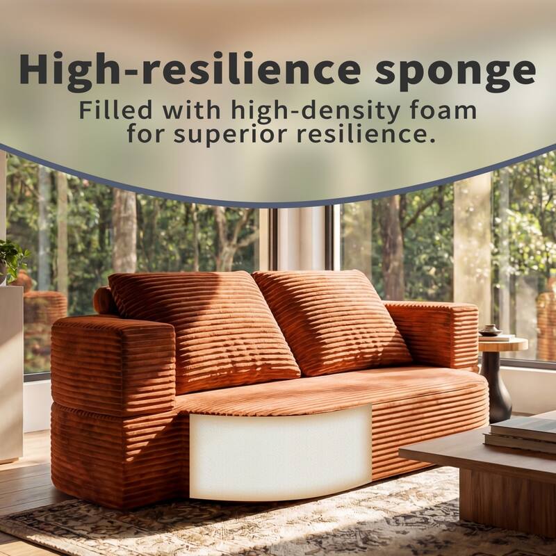 78.74" Corduroy 2-in-1 Convertible Sofa, No Assembly Required