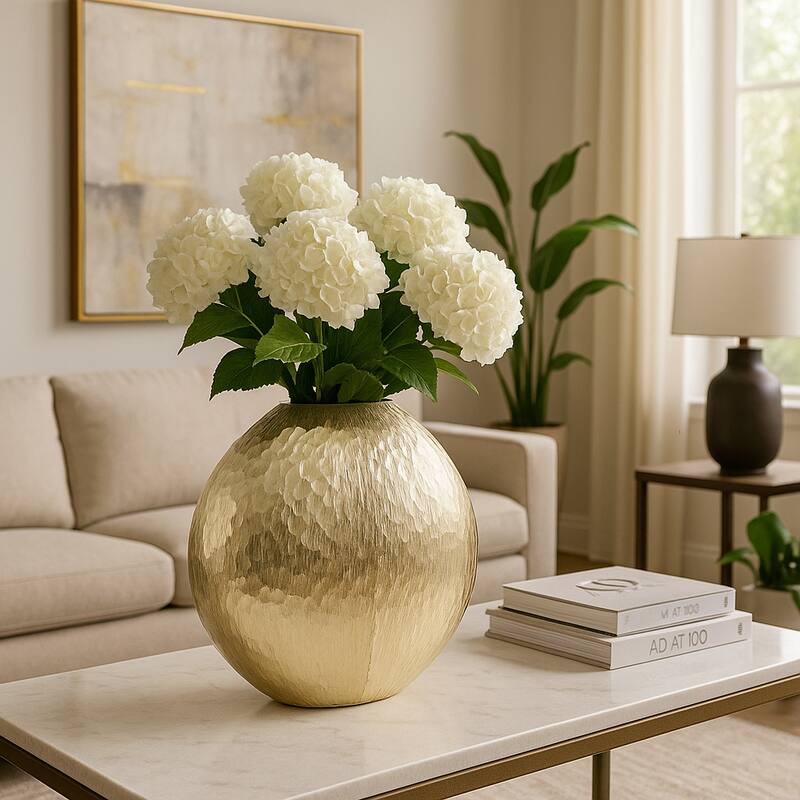 Metal Vase Modern Glam Sculptural Design Decorative Accent - 14" Gold