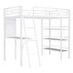preview thumbnail 31 of 34, Stylish Metal Loft Bed Frame with 3 Layers of Shelves, Desk, Whiteboard, Ladder and Guardrails, Large Space Underneath