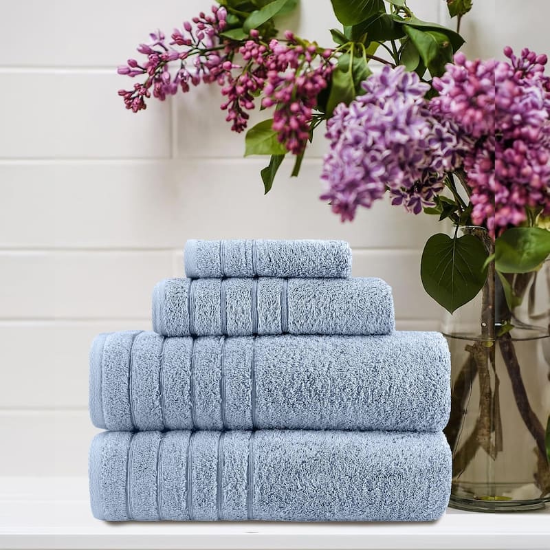 Classic Turkish Towels 4 Piece Cotton Towel Set, Absorbent Hotel & Spa