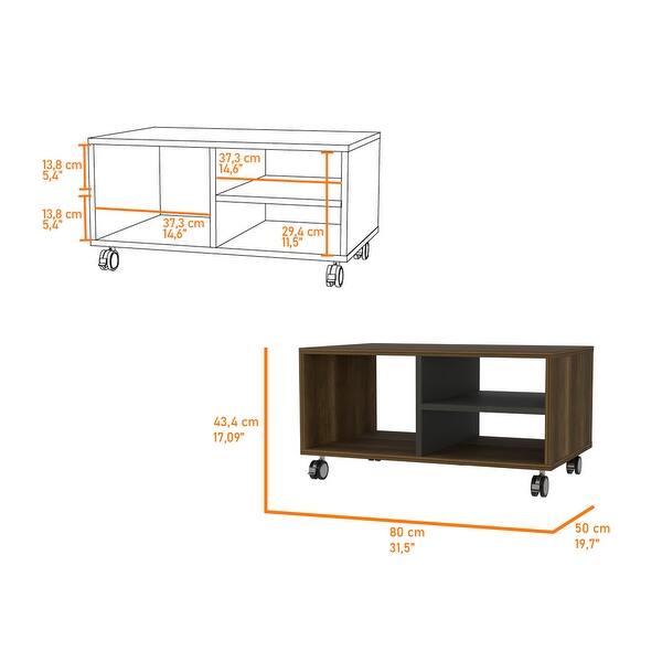 Willow 3-Shelf Rectangle Coffee Table Walnut and Black - Bed Bath ...